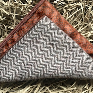 The Maple and Mangrove Men’s Burnt Orange Pocket Square Set | Mens&#39;s Christmas Gift | Autumnal Men&#39;s Wool Pocket Square | Mens Gifts