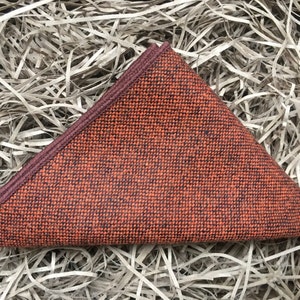 The Maple Burnt Orange Pocket Square Christmas Gifts Groomsmen Gifts Rusty Brown Wool Pocket Square Pocket Squares For Men