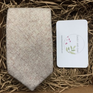 Cream Wool Tweed Necktie: Skinny or Standard Width