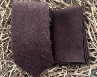 Brown Men's Wool Tie and Pocket Square Set for Men's Gifts, Wedding Attire and Groomsmen Gifts, Unique Gifts For Men.
