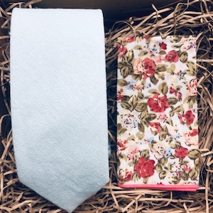 The  Rouen: Duck Egg Tie Set, Pastel Blue Men&#39;s Tie and Pocket Square, Mens Gifts, Wedding Ties, Baby Blue Ties, Slim Ties, Groomsmen Ties
