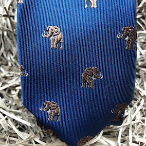 The Elephant: Blue Mens Tie with Elephant Design, Mens Ties, Navy Blue Ties, Men&#39;s Gifts, Wedding Ties, Groomsmen Gifts, Ties for Men
