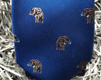 The Elephant: Blue Mens Tie with Elephant Design, Mens Ties, Navy Blue Ties, Men's Gifts, Wedding Ties, Groomsmen Gifts, Ties for Men