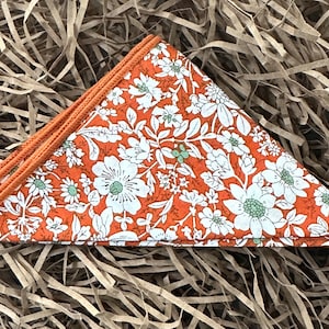 The Marigold: Men&#39;s Pocket Square, Handkerchief, Orange Floral Pocket Square, Cotton Pocket Square, Pocket Squares For Men, Men&#39;s Hank