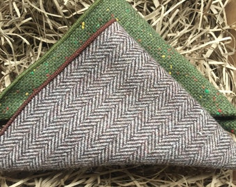 Moss and Mangrove Pocket Square Gift Set: Men's Handkerchief, Rust, Brown, and Green Wool Pocket Squares - Ideal for Stylish Men's Gifts!