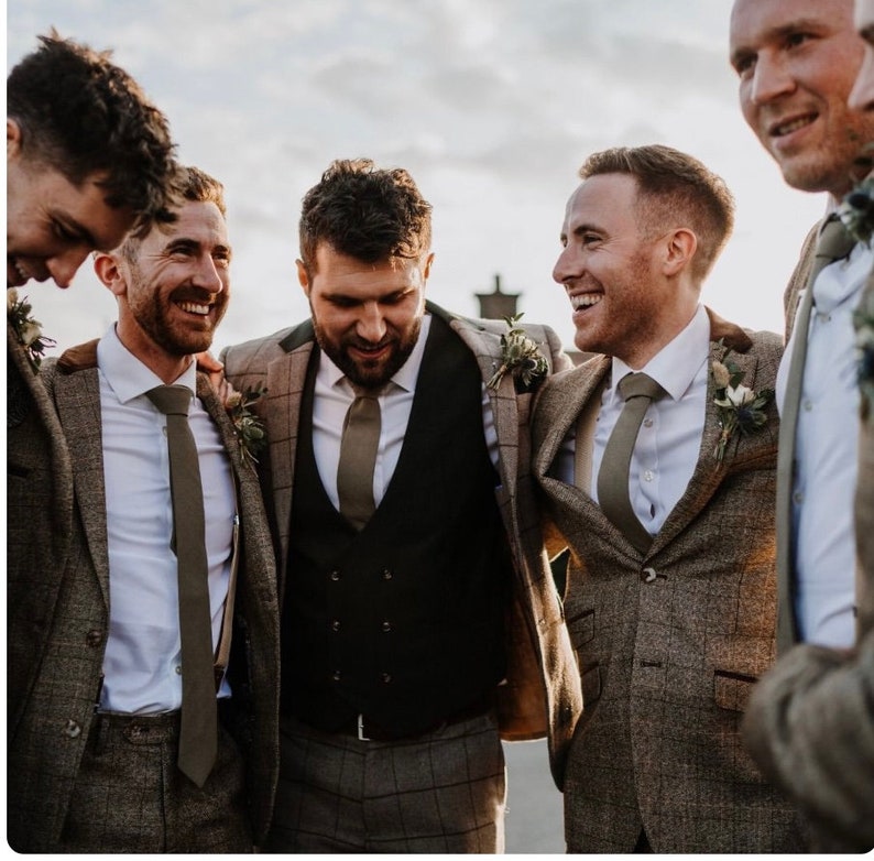 Sage green mens cotton tie for weddings.