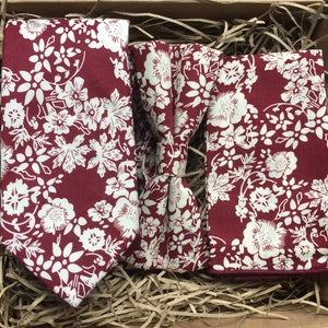 The Amaryllis: Red Floral Bow Tie, Necktie, Bow Ties, Tie sets, Mens Gifts, Wedding Ties, Floral Ties