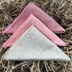 El conjunto de pañuelos de bolsillo rosa, pañuelos para hombres, regalos únicos para padrinos de boda, regalos para hombres, regalos de San Valentín para hombres, atuendo de boda para hombres