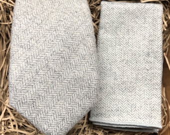 Luxury Graphite Grey Herringbone Tweed Necktie - Vintage Collection, 7cm Wide, King & Priory