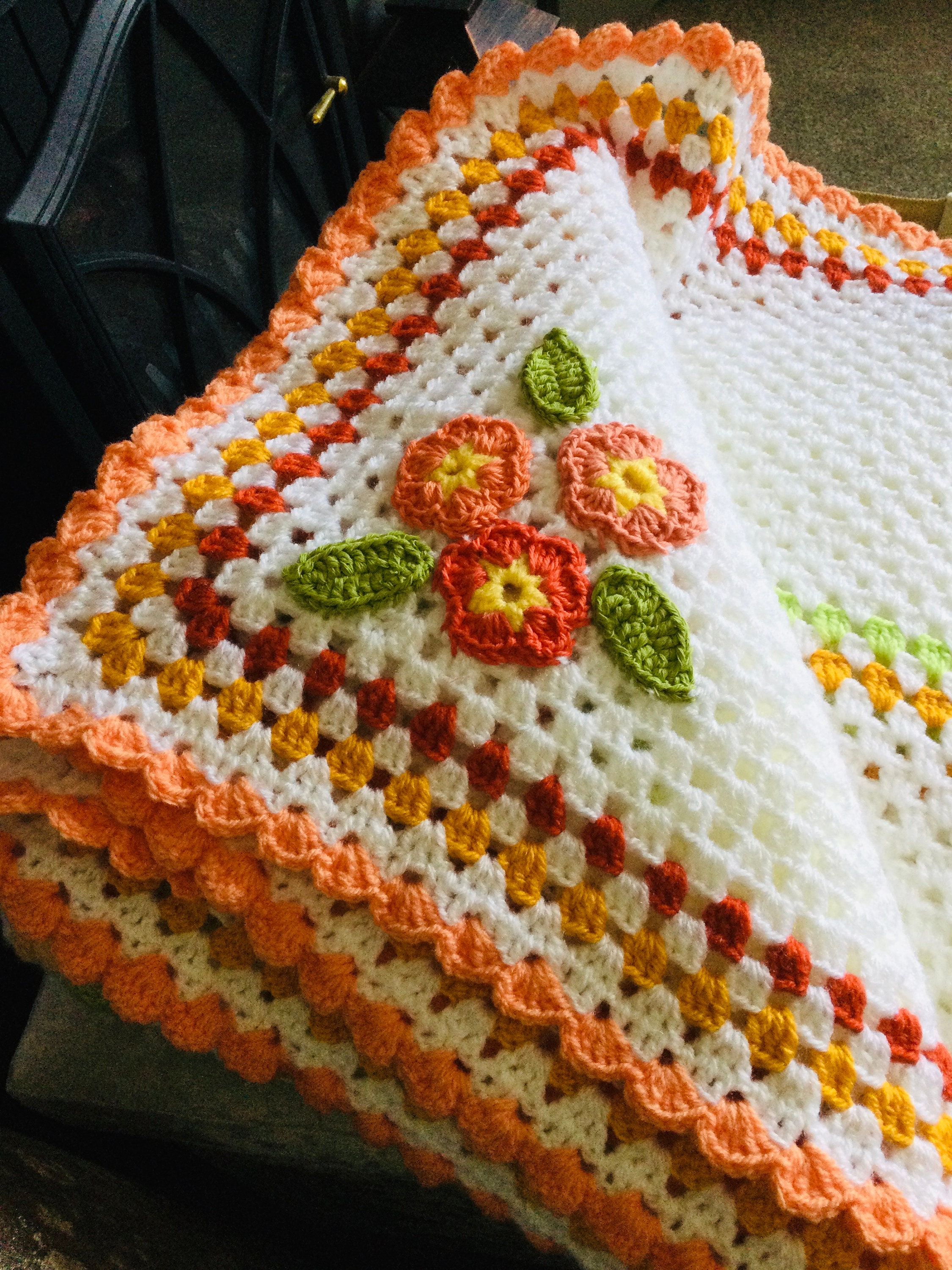 Handmade Crochet Double Blanket Throw Floral Crochet Throw Etsy UK