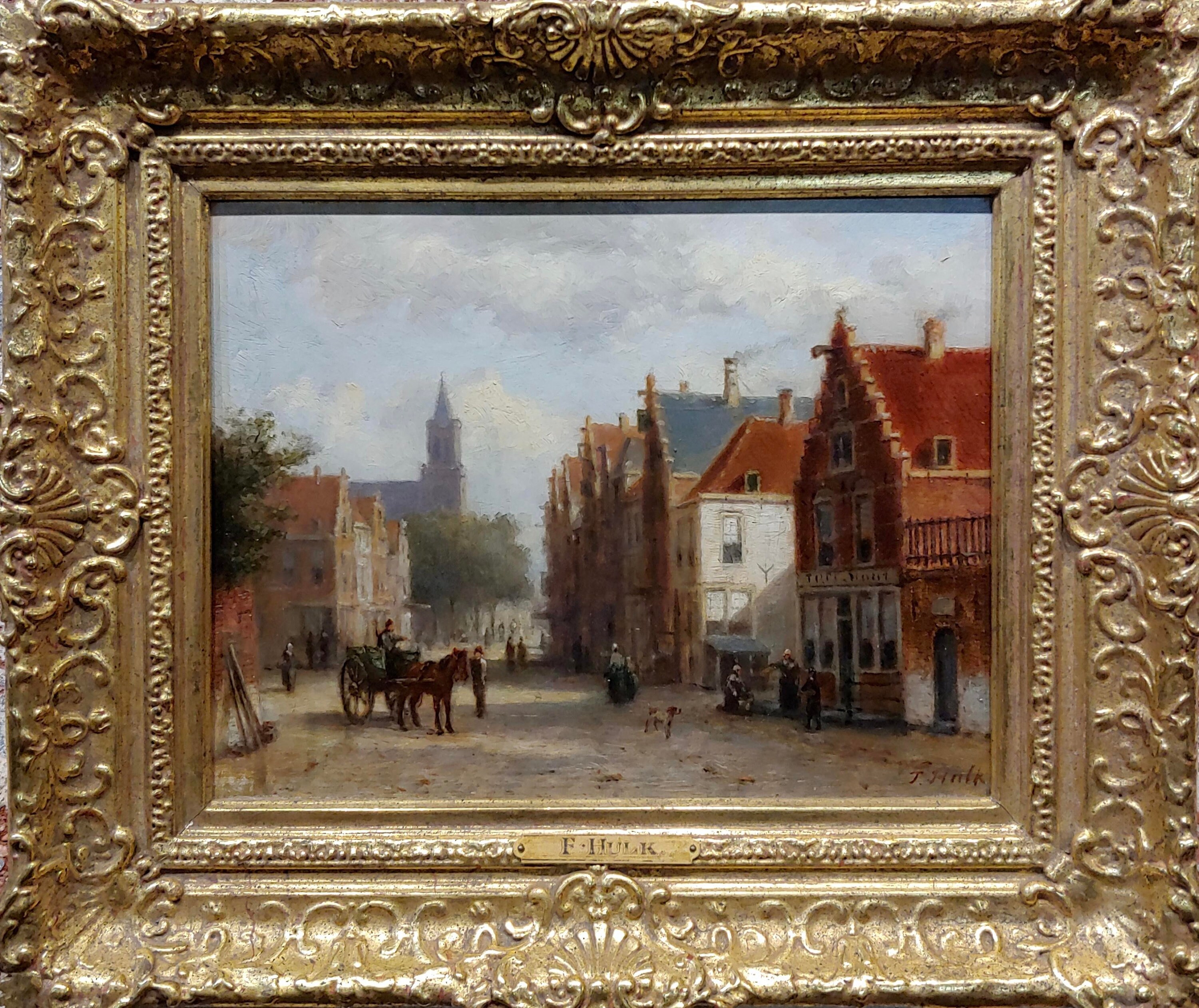Johannes Frederick II Hulk -19th C. Early Market Day in Amsterdam-Oil Panting