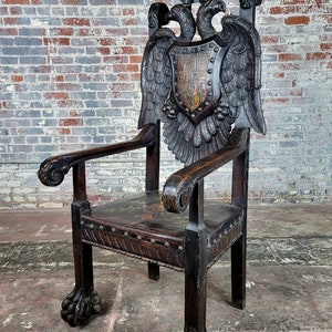 19th century Carved Chair w/the Holy Roman Empire Coat of Arm