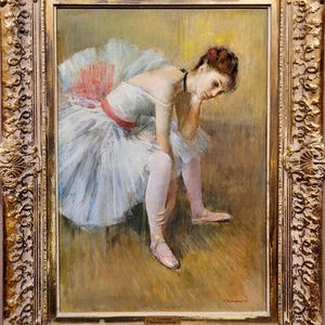 Paul Clemens- Ballerina Stretching - Oil painting