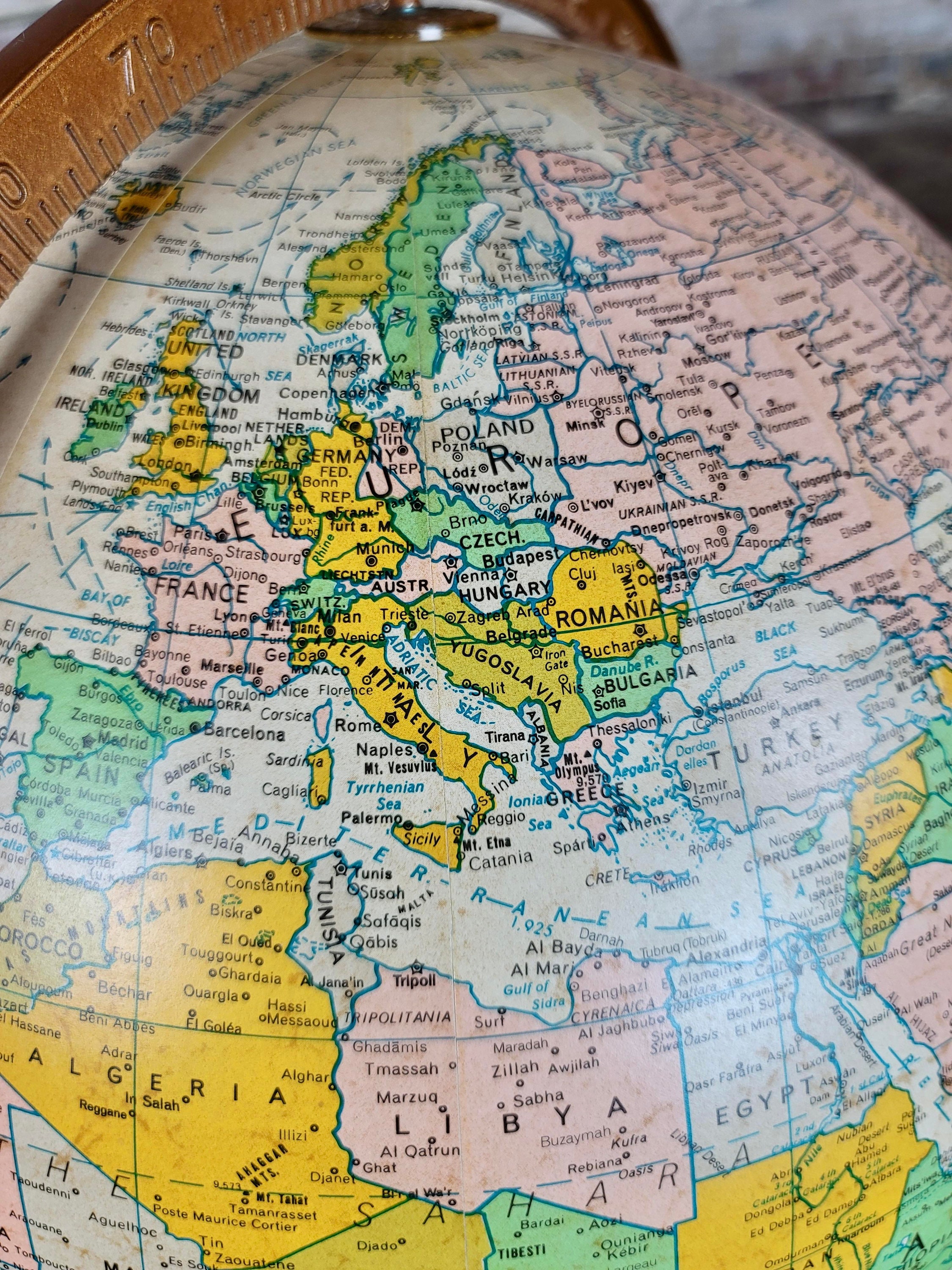 Replogle 1960s Vintage Illuminated 16" World Globe on Mahogany Stand - Etsy