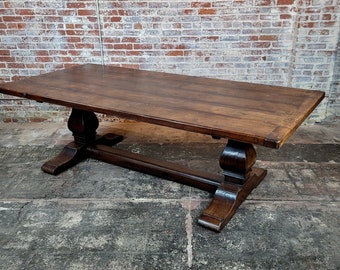 18th century French Monastery 8 ft Walnut Trestle Dining Table