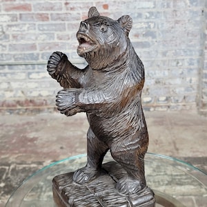 Vintage Black Forest Figurine - Carved Standing Bear