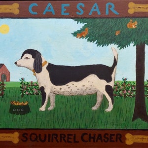 Barbara Chipman Moment -Caesar the Jack Russel Dog  -Naive Oil painting