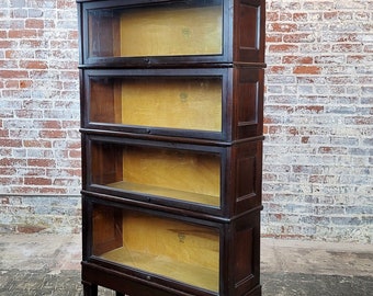 Antique Macey Mahogany Lawyer&#39;s Bookcase 4 Stacks-c1910s