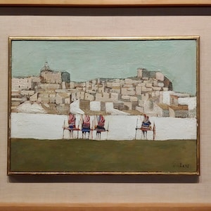 ニコラ・シンバリ -ワインカートのある旧市街の風景-1956年 油絵