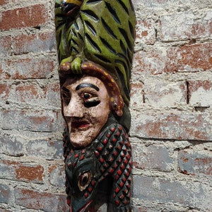 Antique Wood Carved Painted Mexican Mask