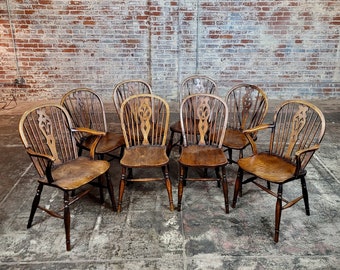 Vintage Wood Dining Chair by Windsor Dark Tone Set of Four