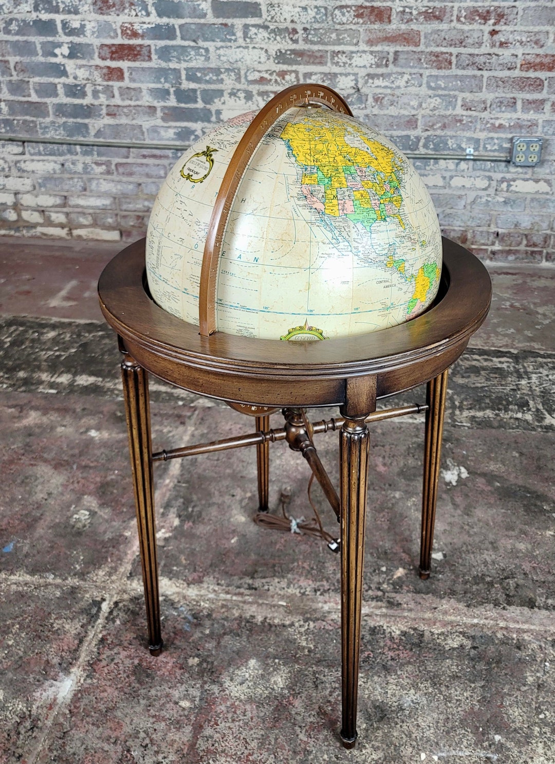 Replogle 1960s Vintage Illuminated 16" World Globe on Mahogany Stand - Etsy