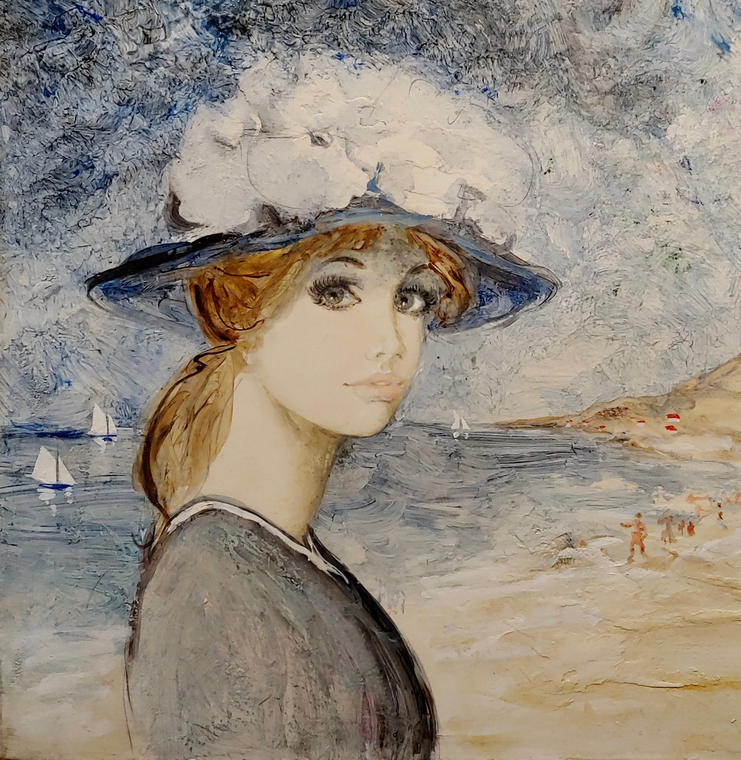 Bernard Charoy -portrait of a Young Girl in a South of France