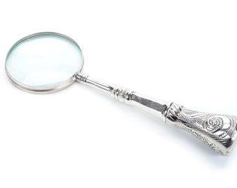 Victorian Magnifying glass with Fabulous etched Silver plate Handle