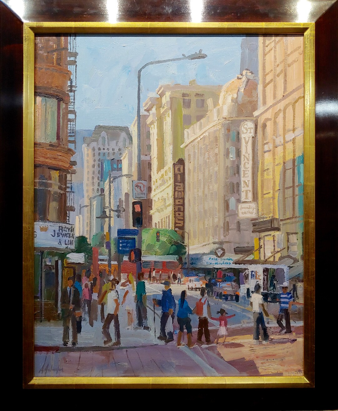 Alex Schaefer -diamond District Busy Streets in Downtown LA -oil ...