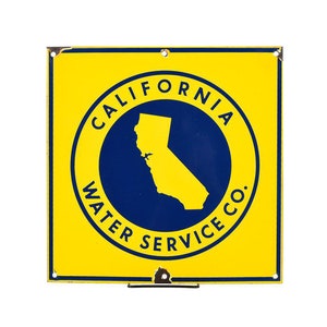 Cartel original del servicio de agua de California de porcelana de los años 30