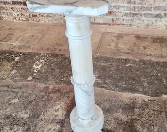 19th century Italian Art Nouveau 38" White Marble Pedestal