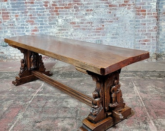 17th Century Carved Oak Figural Refectory Dining Table