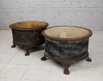 19th century French Cast Iron Garden Planters w/claw feet -a Pair