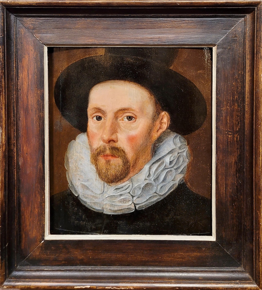 Flemish School-portrait of a Dutch Man W/ruff Collar & Black Hat-17th ...
