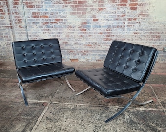 Barcelona Chairs -After Mies Van Der Rohe (1886-1969)- A Pair