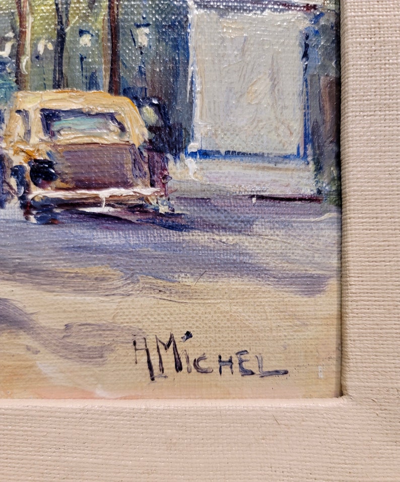 Andre Michel 1940s Champ Elysees Parisian Scene-Oil Painting image 6