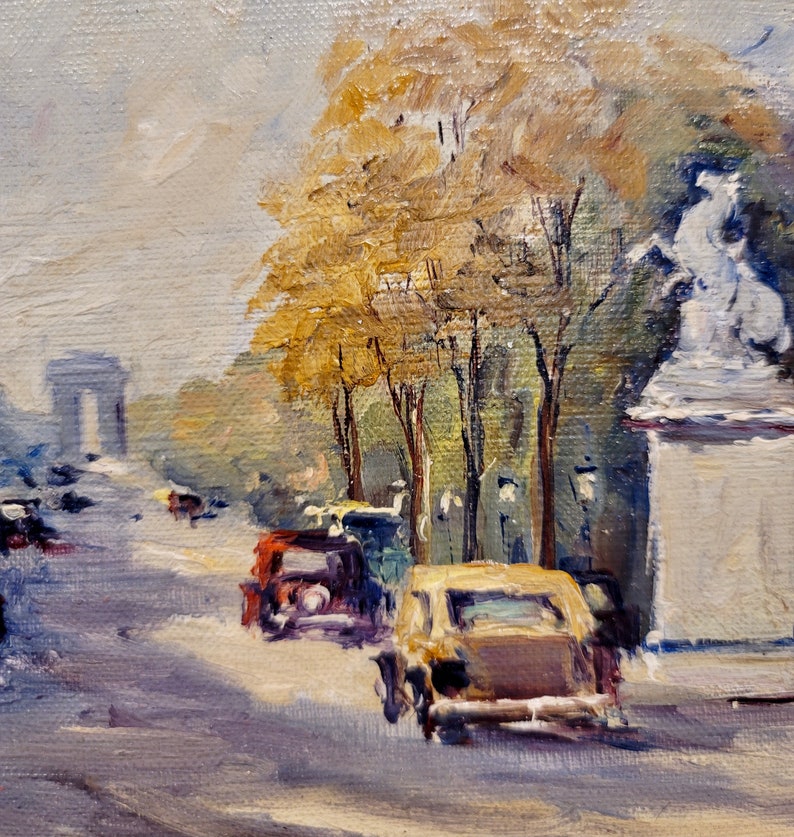 Andre Michel 1940s Champ Elysees Parisian Scene-Oil Painting image 5