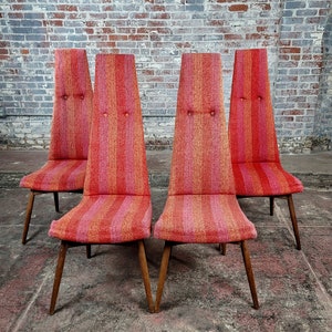 Adrian Pearsell 1960s Midcentury High Back Chairs w/original fabric-Set of 4