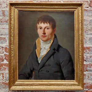 Retrato de un joven aristocrático francés-pintura al óleo del siglo 18 imagen 2