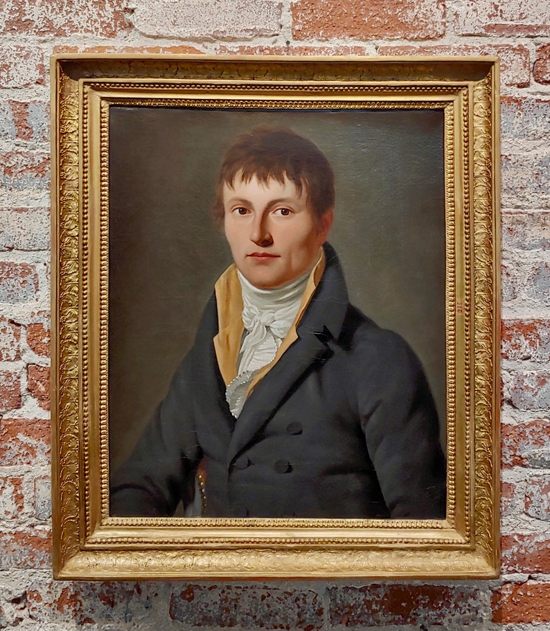 Retrato de un joven aristocrático francés-pintura al óleo del siglo 18 imagen 2