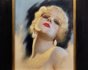 Charles Sheldon- Portrait of Jean Harlow -1930s Painting