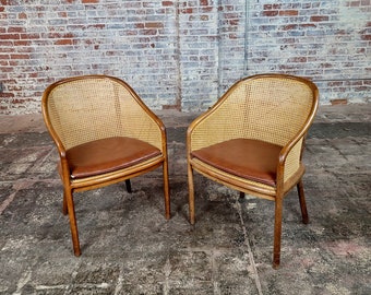 Ward Bennett Landmark rieten fauteuils voor Brickel & Associates – een paar