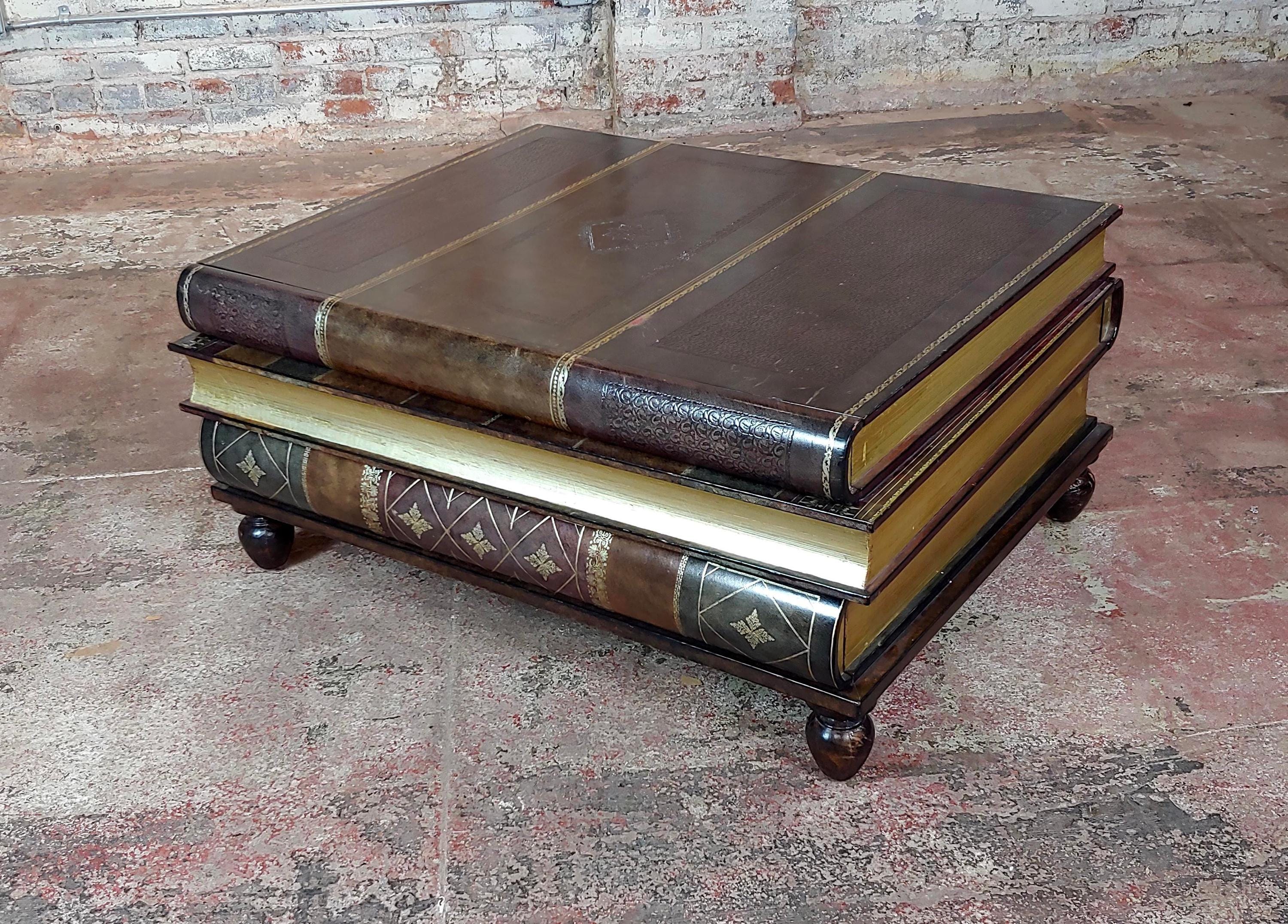 Maitland-smith Stacked Leather Books Form Coffee Table - Etsy