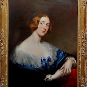 Franz Xaver Winterhalter &quot;Attributed&quot; Portrait of an Aristocratic Lady-Oil painting