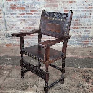 18th century Spanish Baroque Carved Walnut Armchair