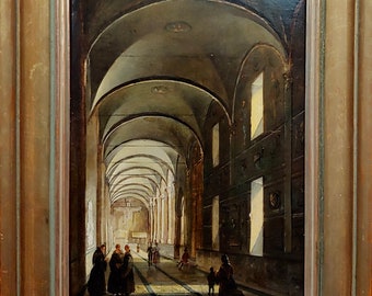 Antonietta Brandeis -Study of a 16th century interior Italian Gothic Church-Oil painting