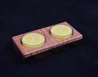 Dual Candle Holder - Curly Maple