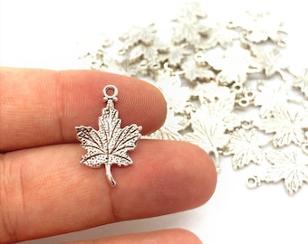 CS-DB Jewelry Silver Maple Leaf Shape Pearl Stylechain Charm Pendants Necklaces CS-DB Jewelry Silver Maple Leaf Shape Pearl Stylechain Charm Pendants Necklaces