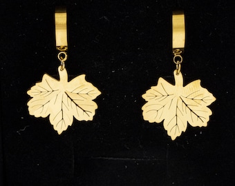 Canadian Maple Leaf Earrings, Canadian Gold Plated Jewelry, Stainless Steel Leaf Earrings, Anti Tarnish Earrings by Migido