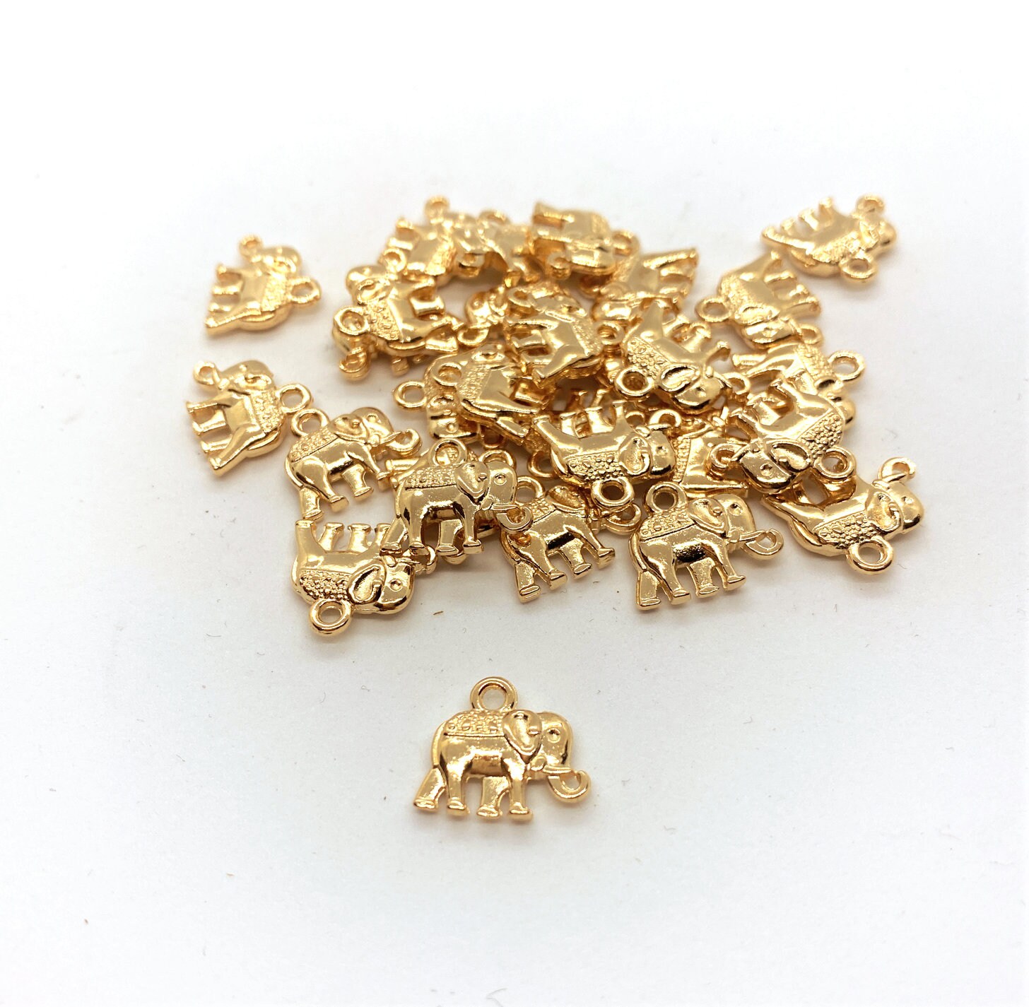 Gold Elephant Charms Earring Charms Bracelet Charm Etsy UK